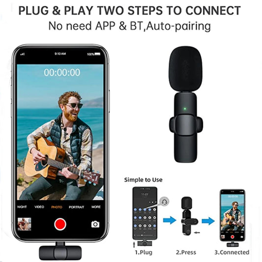 Micro et récepteur PIX-LINK Hot K9 pour iPhone Type C Live Broadcast Micro K8 K9 Wireless Lavalier Microphone