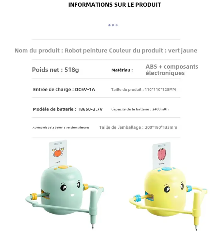 Interaction musicale Images dessin robot jeux pour enfants Apprentissage éducatif Automatique Les enfants apprennent Peinture Jeux Robots Jouets