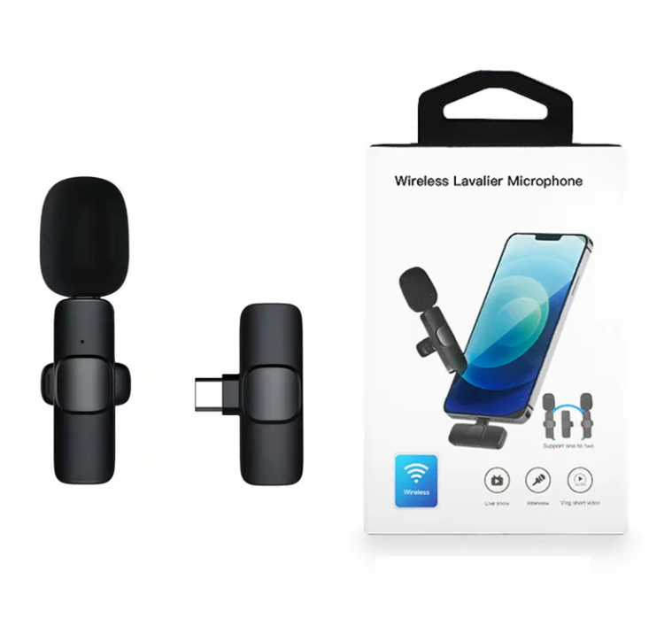Vidéo Vlog Microphone de collier de Lavalier Microphone professionnel sans fil Microphone de poitrine pour téléphone portable Vlog sans fil