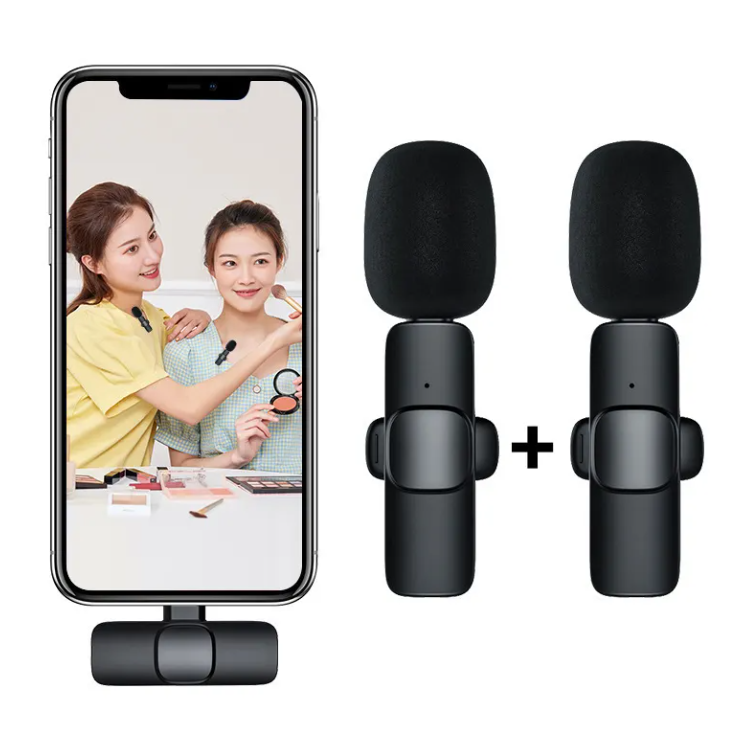 Vidéo Vlog Microphone de collier de Lavalier Microphone professionnel sans fil Microphone de poitrine pour téléphone portable Vlog sans fil